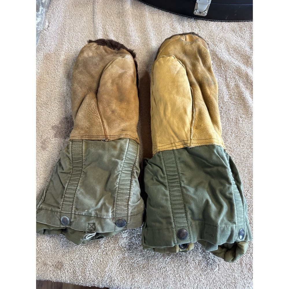 US Military Arctic Extreme‎ Cold Weather Mittens Set Leather Fur Lined